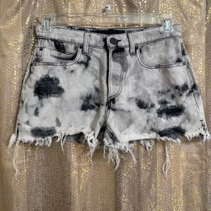 Denim X Alexander Wang Gray Black Tie Dye Distressed Jean Shorts Size 26